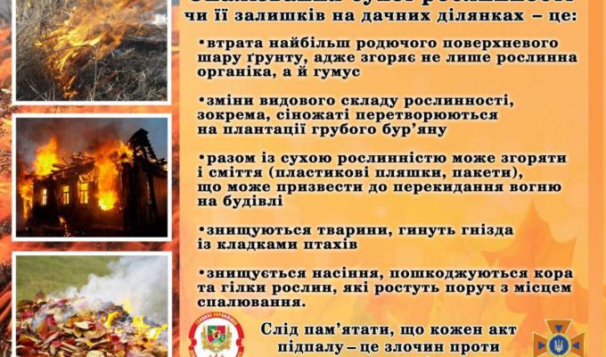НЕ  ДОПУСТИТИ ПОЖЕЖІ СУХОЇ ТРАВИ