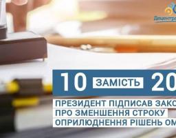 10 днів замість 20: Президент підписав закон про зменшення строку оприлюднення рішень органів місцевого самоврядування 